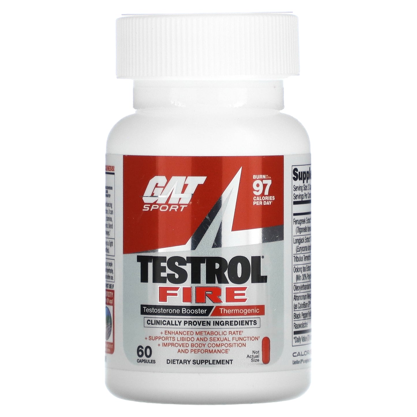 GAT, Testrol Fire, Testosterone Booster, Thermogenic, 60 Capsules