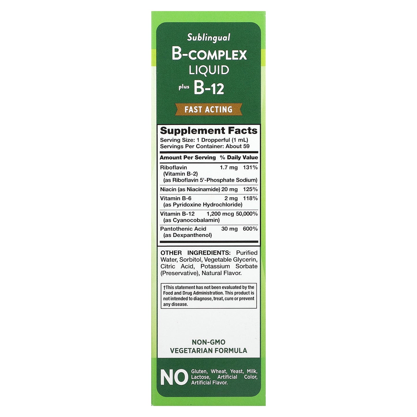 Nature's Truth, Vitamins, Sublingual B-Complex Liquid Plus B-12, Natural Berry, 2 fl oz (59 ml)