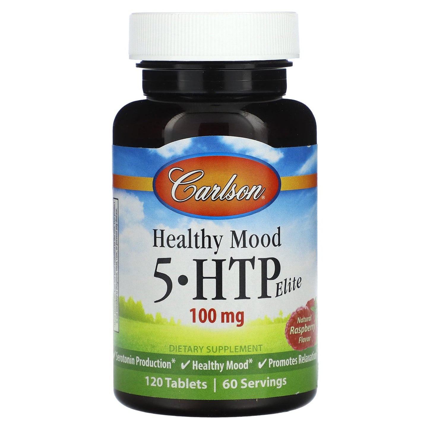 Carlson, Healthy Mood, 5-HTP Elite, Natural Raspberry, 100 mg, 120 Tablets (50 mg per Tablet)