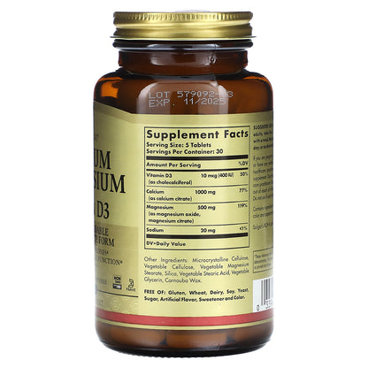 Solgar, Calcium Magnesium with Vitamin D3, 150 Tablets