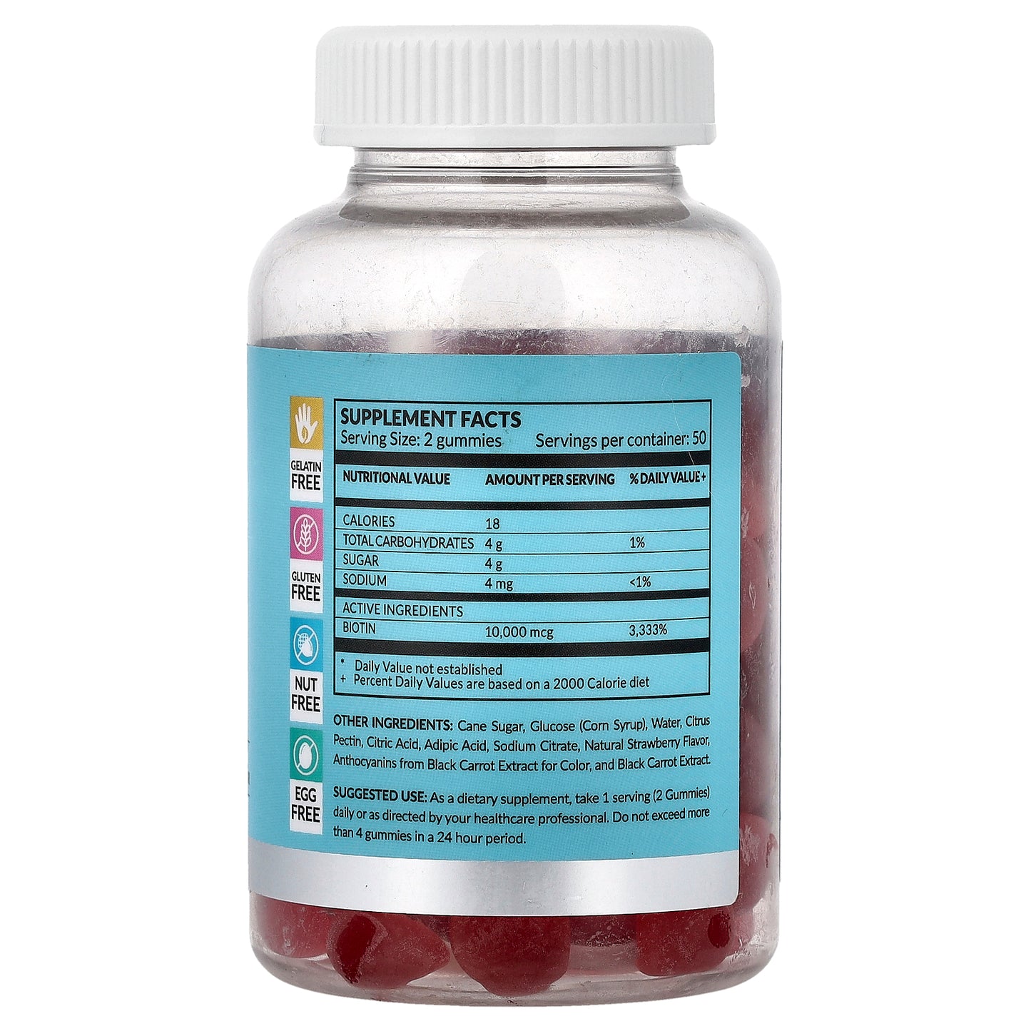artnaturals, Nutrition, Biotin Gummies, Natural Strawberry, 100 Gummies (5,000 mg per Gummy)