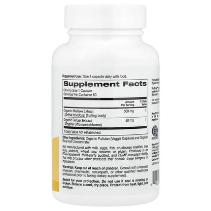 Super Nutrition, Organic Maitake Mushroom + Ginger, 60 Veggie Capsules