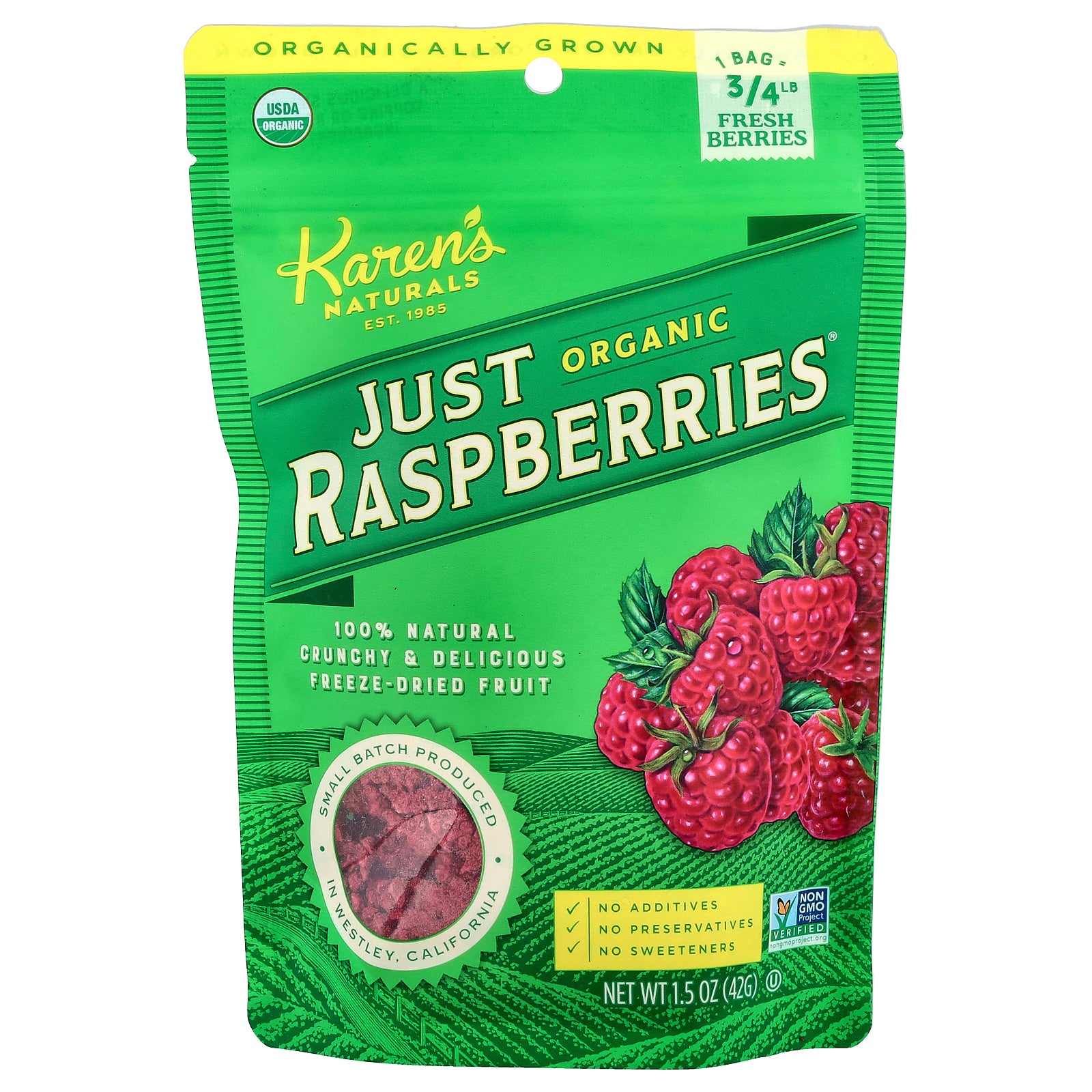 Karen's Naturals, Organic Just Raspberries, 1.5 oz (42 g)