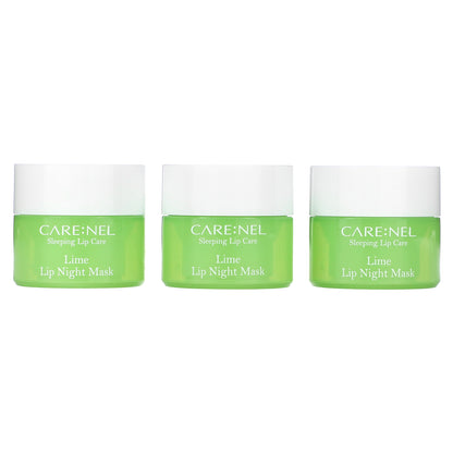 Care:Nel, Lip Night Mask, Lime, 3 Pieces, (5 g) Each