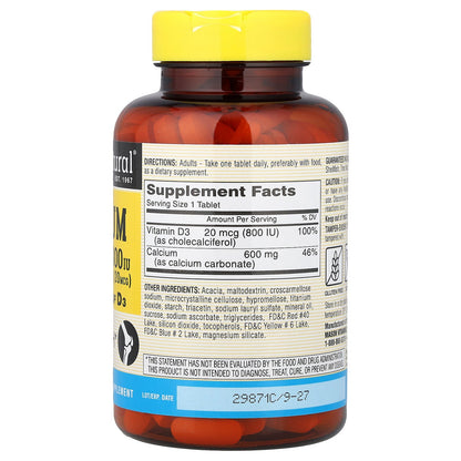 Mason Natural, Calcium with D3, 200 Tablets