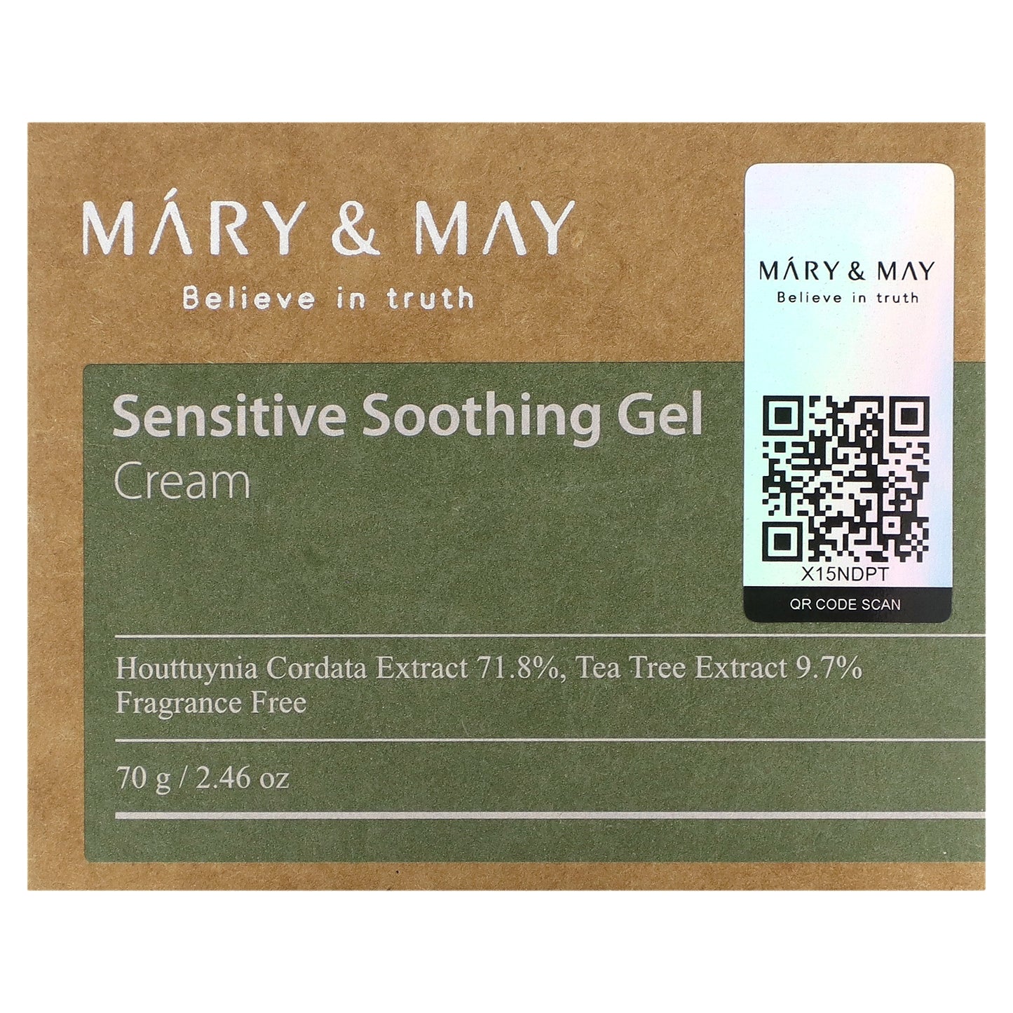 Mary & May, Sensitive Soothing Gel Cream, 2.46 oz (70 g)