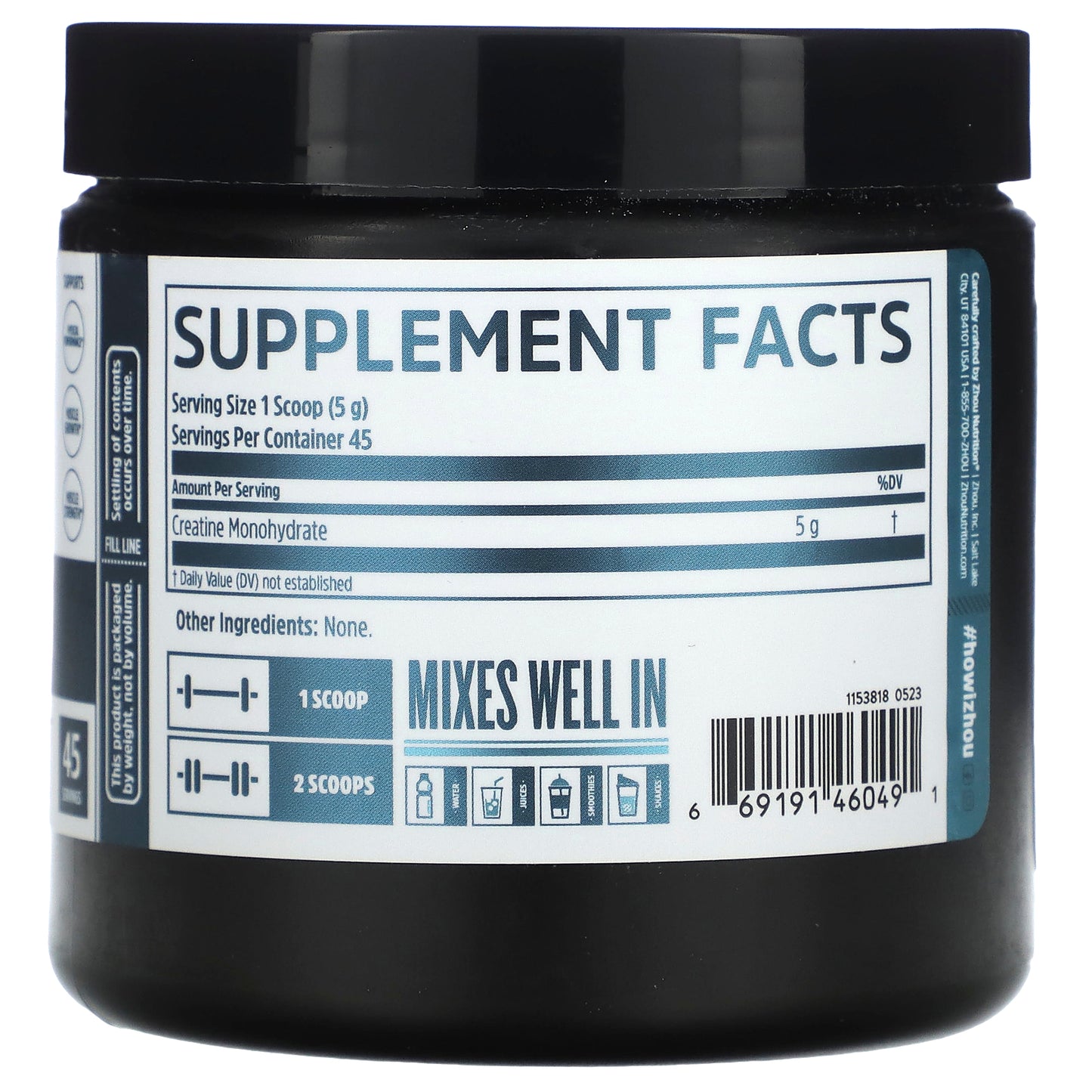 Zhou Nutrition, Creatine, Unflavored, 5 g, 7.94 oz (225 g)