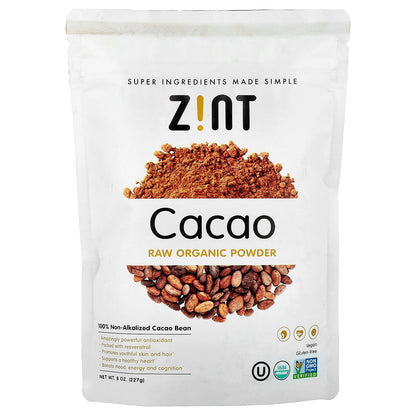 Zint, Raw Organic Powder, Cacao, 8 oz (227 g)