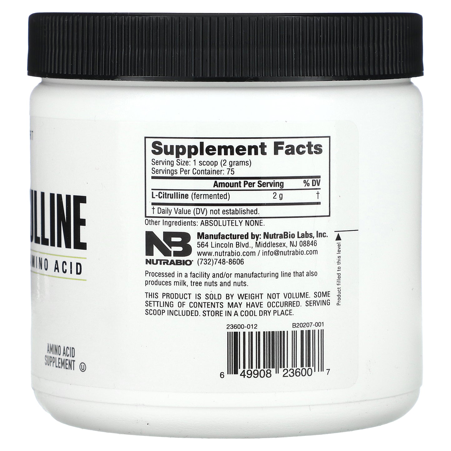 NutraBio, L-Citrulline, Free Form Amino Acid, 5.3 oz (150 g)