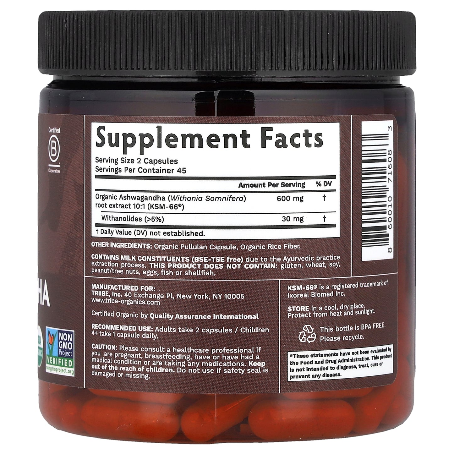 Tribe Organics, Ashwagandha KSM-66®, 90 Capsules (300 mg per Capsule)