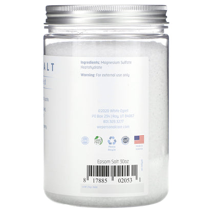 White Egret, Epsom Salt, Unscented, 30 oz (850 g)