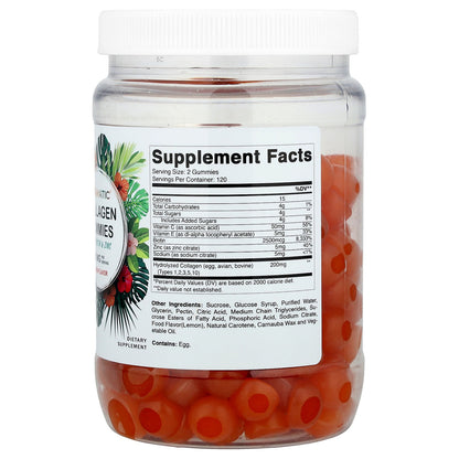 Vitamatic, Collagen Gummies with Biotin & Zinc, Lemon, 240 Gummies