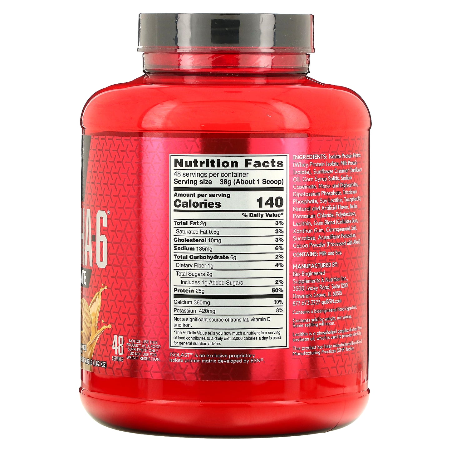 BSN, Syntha-6® Isolate, Protein Powder Drink Mix, Peanut Butter Cookie, 4.02 lb (1.82 kg)