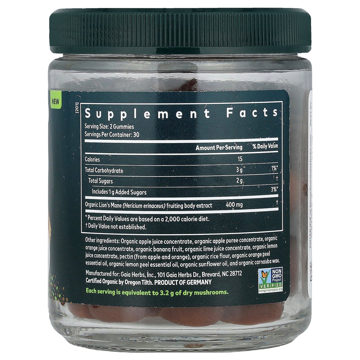 Gaia Herbs, Lion's Mane Mushroom Gummies, Citrus, 60 Gummies