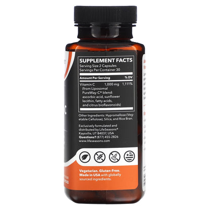 LifeSeasons, Liposomal Vitamin C, 60 Veg Capsules (500 mg per Capsule)