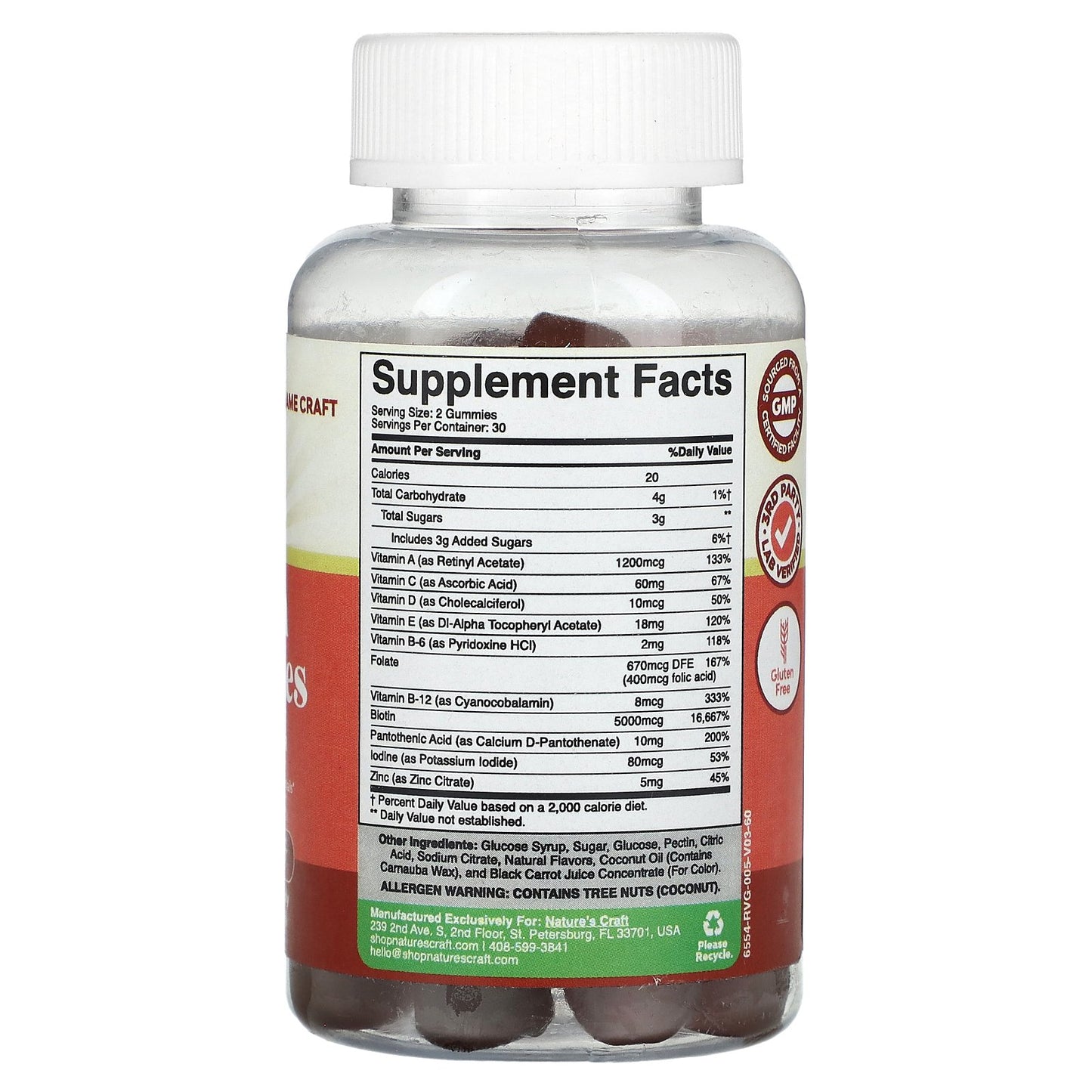 Nature's Craft, Biotin Gummies, Cherry , 60 Gummies