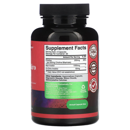 Nature's Craft, Myo & D-Chiro Inositol with Choline, 120 Capsules