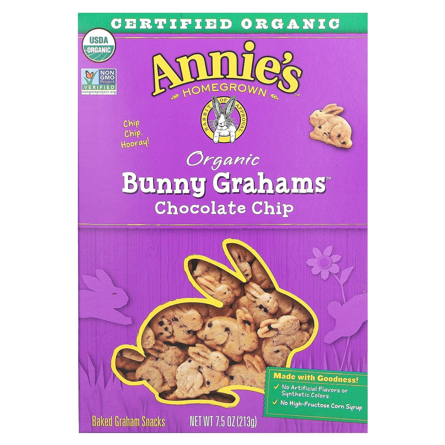 Annie's Homegrown, Organic Baked Bunny Graham Snacks, Chocolate Chip, 7.5 oz (213 g)