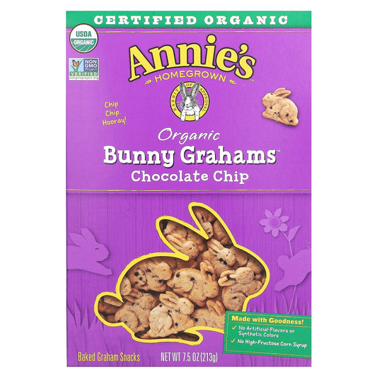Annie's Homegrown, Organic Baked Bunny Graham Snacks, Chocolate Chip, 7.5 oz (213 g)
