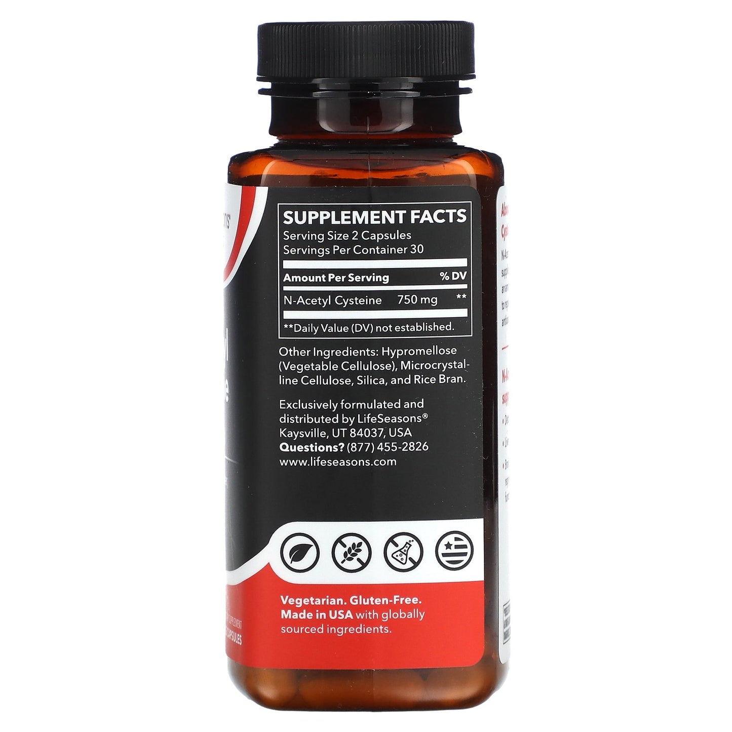 LifeSeasons, N-Acetyl Cysteine, 60 Veg Capsules (375 mg per Capsule)