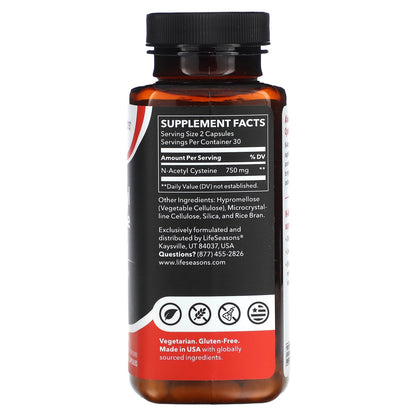 LifeSeasons, N-Acetyl Cysteine, 60 Veg Capsules (375 mg per Capsule)