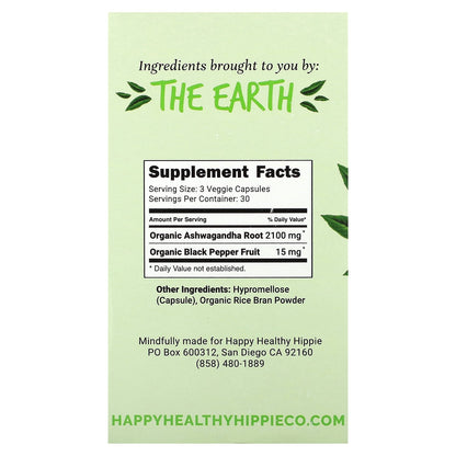 Happy Healthy Hippie, Ashwagandha, 2,100 mg, 90 Vegetarian Capsules