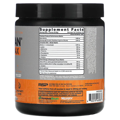 RSP Nutrition, AminoLean Max Pre-Workout Energy, Sweet Peach, 8.8 oz (250 g)