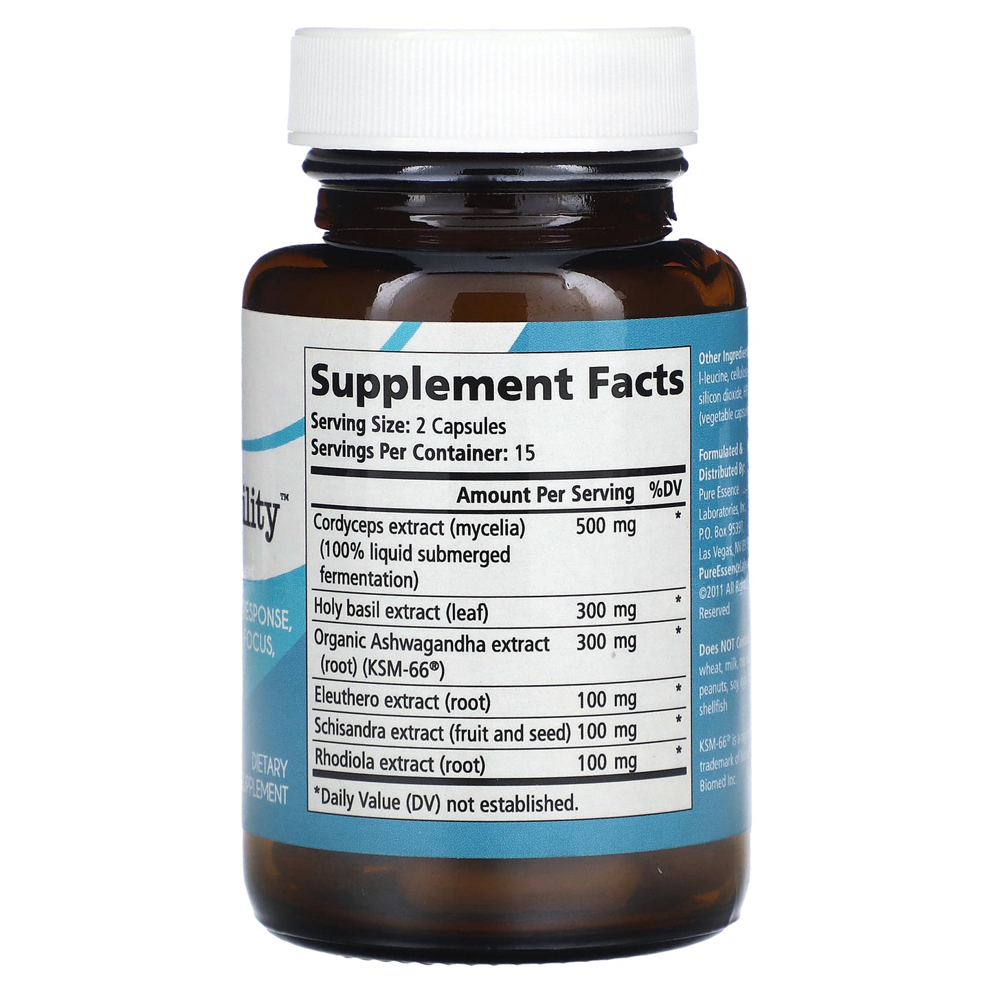 Pure Essence, Adrenal Stability , 30 Vegi-Caps