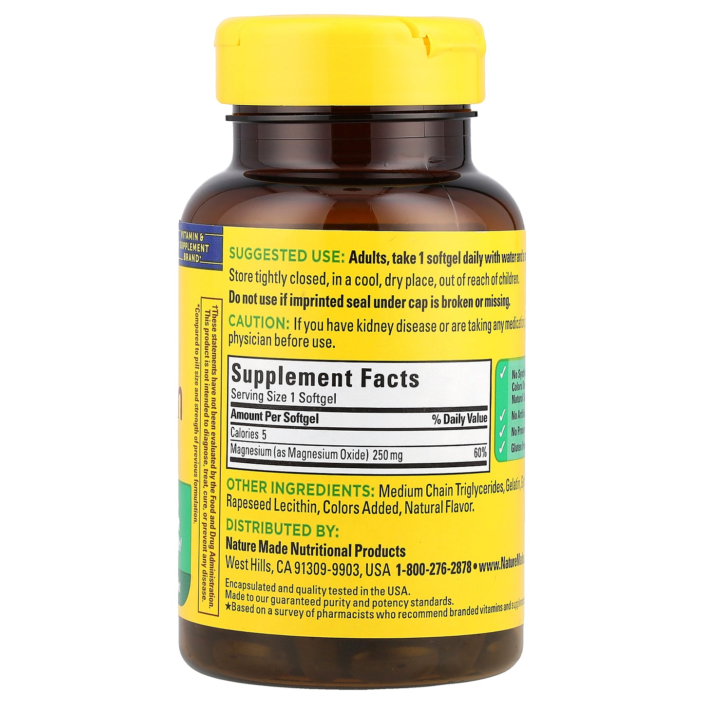 Nature Made, Magnesium, 250 mg, 90 Softgels