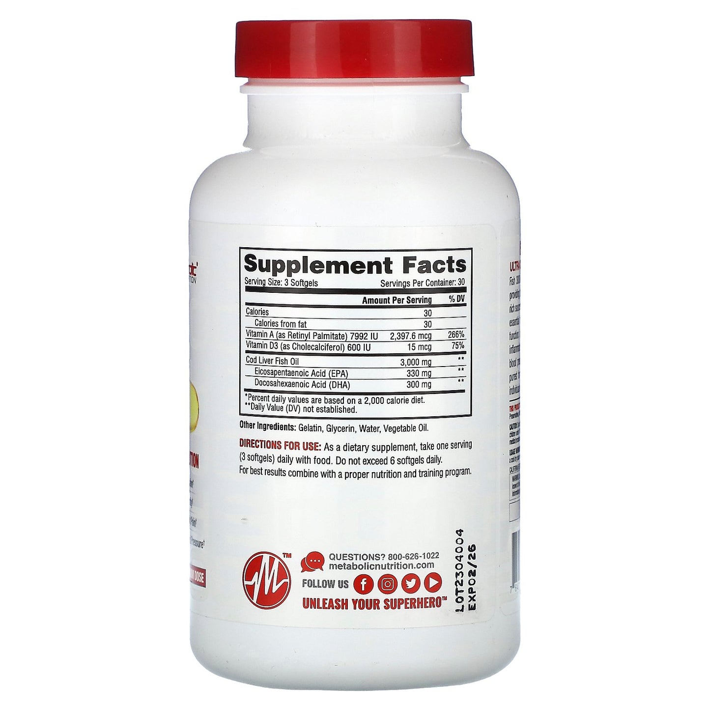 Metabolic Nutrition, Fish 3000, 90 Softgels (1,000 mg per Softgel)