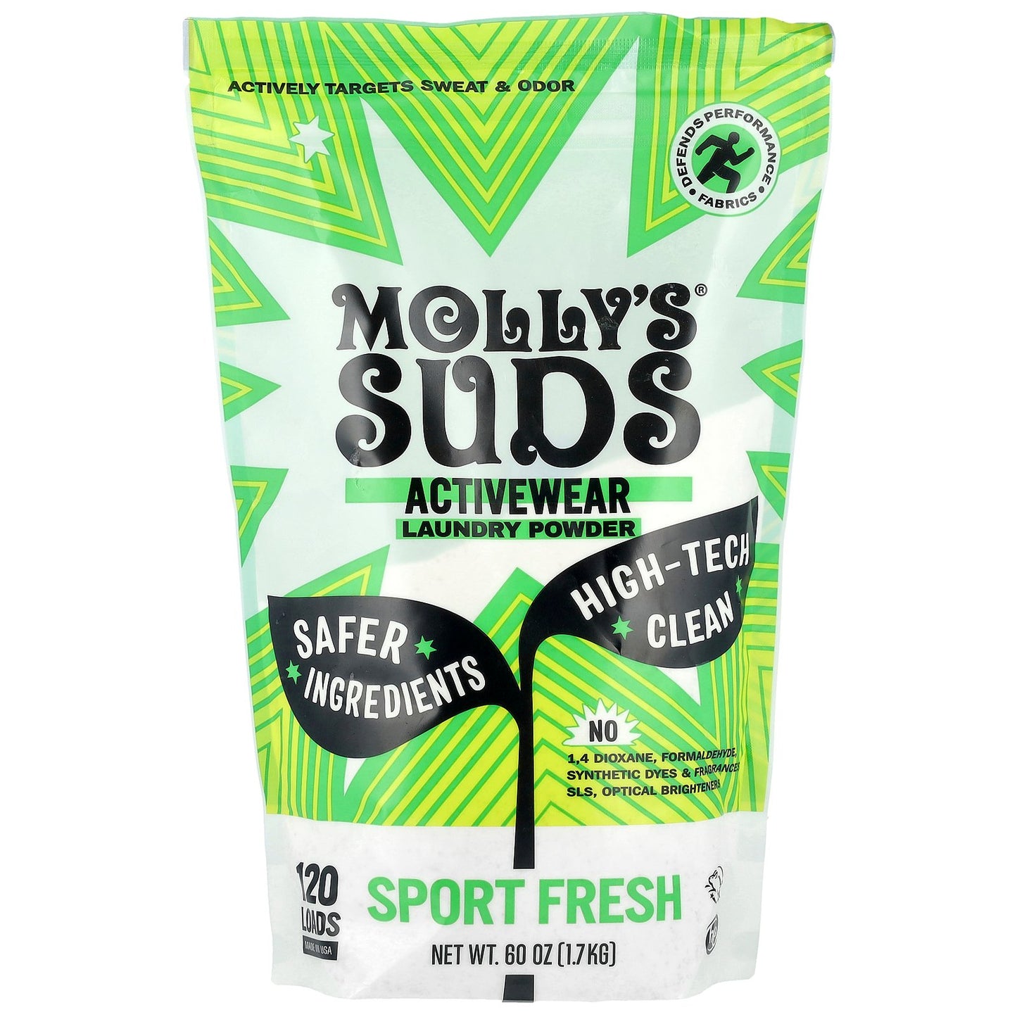 Molly's Suds, Activewear Laundry Powder, Sport Fresh, 60 oz (1.7 kg)