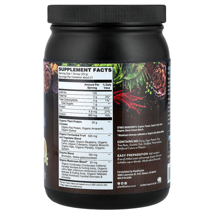 PlantFusion, Organic Plant Protein, Creamy Vanilla Bean, 21.4 oz (609 g)