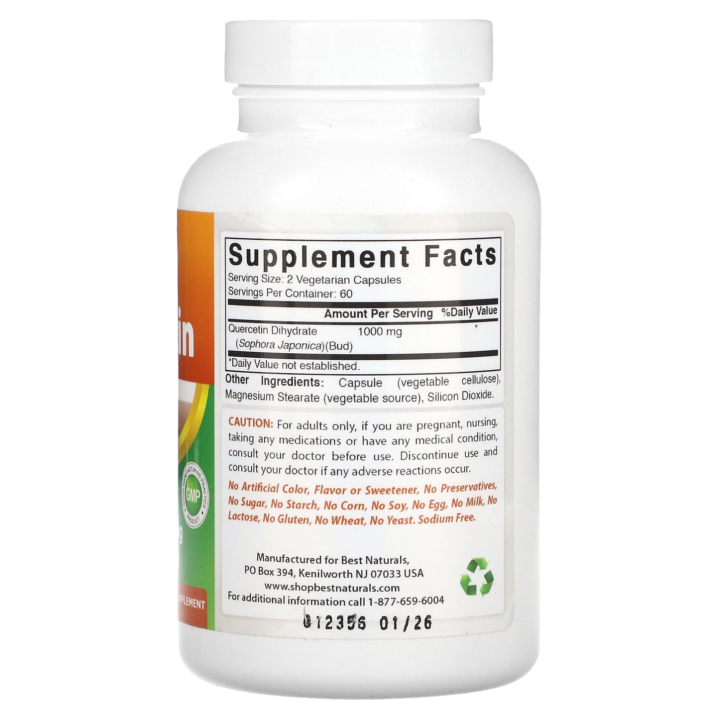 Best Naturals, Quercetin, 120 Vegetarian Capsules (500 mg per Capsule)