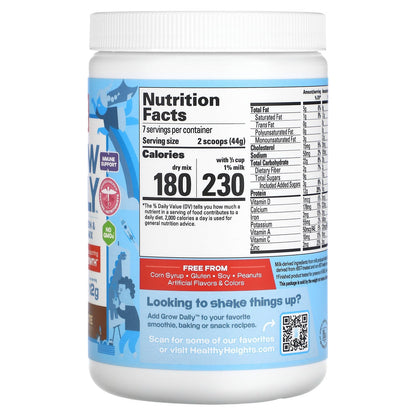 Healthy Heights, Grow Daily, Whey Protein & Nutrition Mix, For Kids 3+, Chocolate, 10.9 oz (308 g)