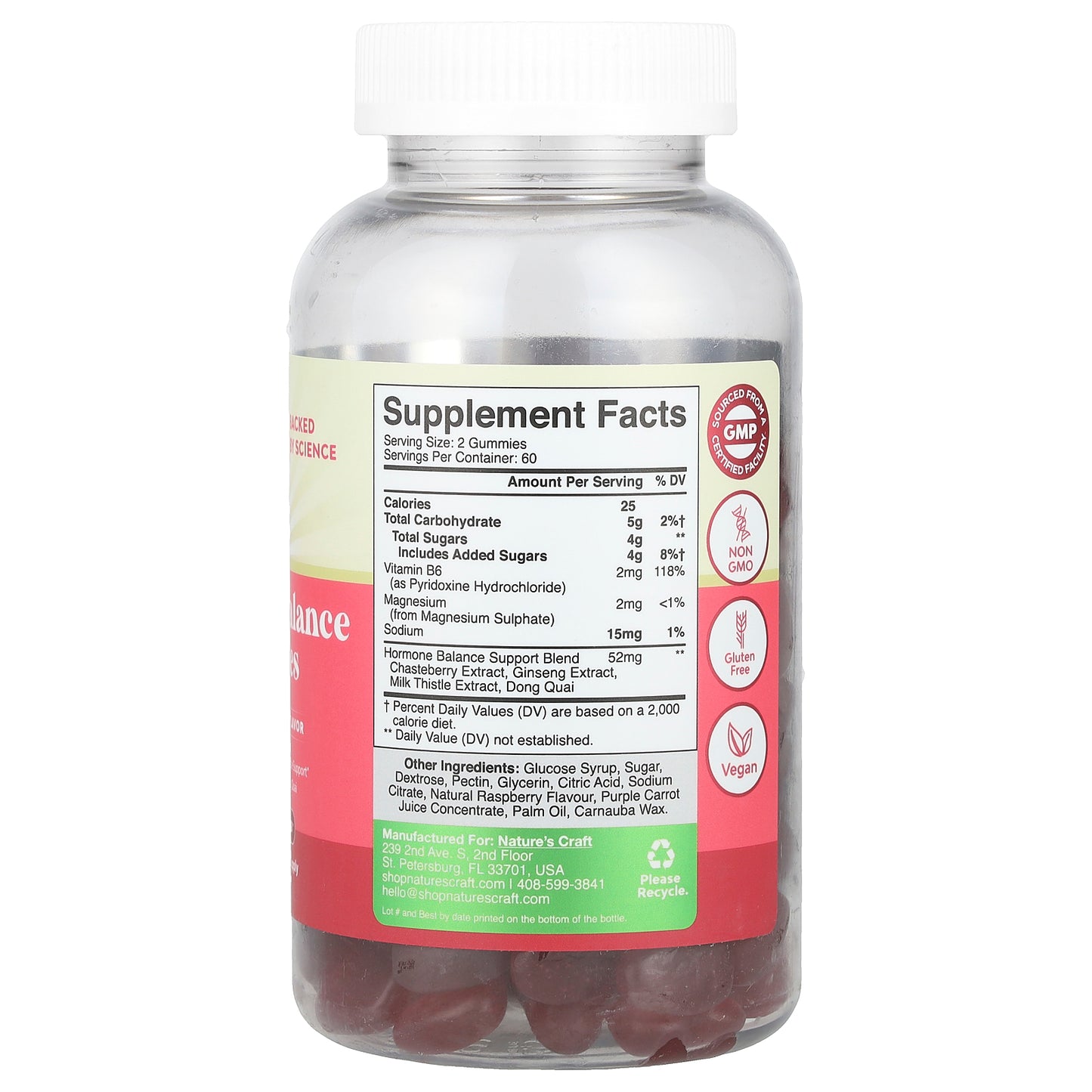 Nature's Craft, Women's Wellness, Hormone Balance Gummies, Raspberry, 120 Gummies