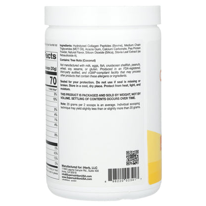 Super Nutrition, Collagen Creamer with Hydrolyzed 1 & 3, Calcium, Protein, and Iron, Vanilla, 8.46 oz (240 g)