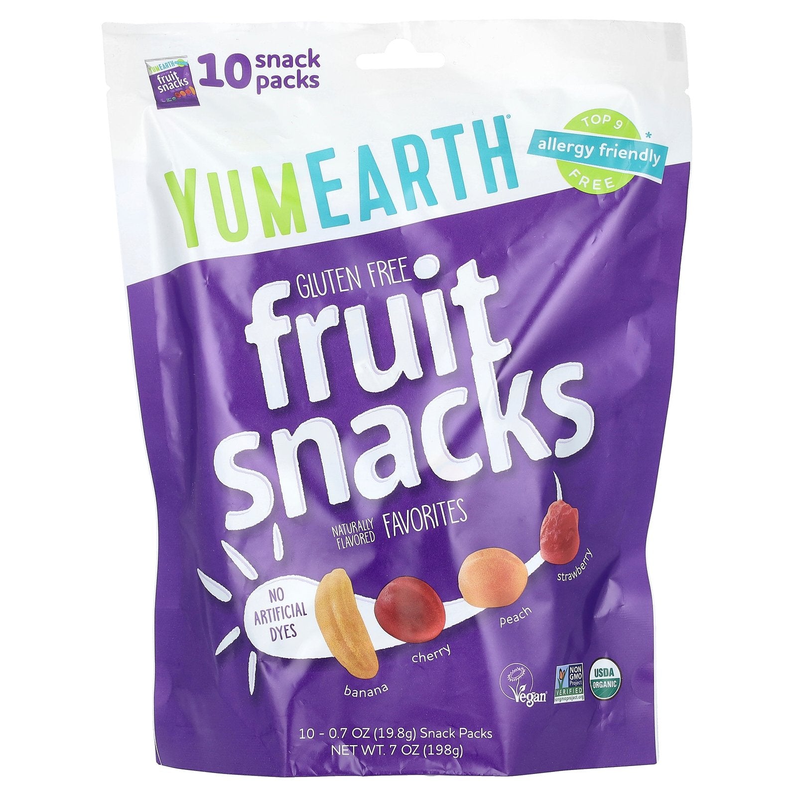 YumEarth, Organic Fruit Snacks, Favorites, 10 Snack Packs, 0.7 oz (19.8 g) Each