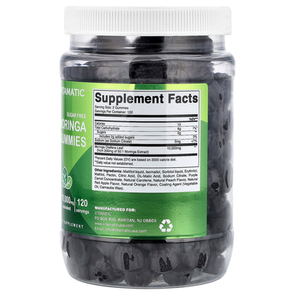 Vitamatic, Moringa Gummies, Sugar Free, 240 Gummies (5,000 mg per Gummy)