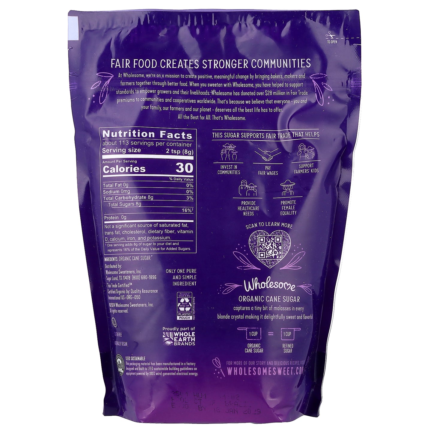 Wholesome Sweeteners, Organic Cane Sugar, 2 lb (907 g)