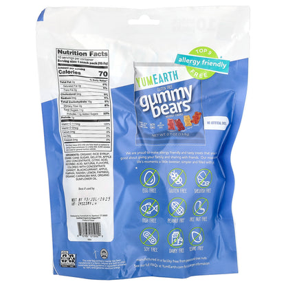 YumEarth, Gluten Free Gummy Bears, Strawberry, Cherry, Mango, Peach, 10 Snack Packs, 0.7 oz (19.8 g) Each