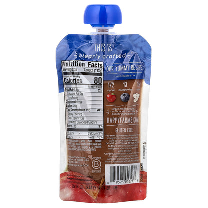 Happy Family Organics, Happy Baby®, Organic Baby Food, 6+ Months, Apples, Blueberries, & Oats, 4 oz (113 g)