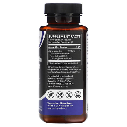 LifeSeasons, Ashwagandha Root Extract, 60 Veg Capsules (450 mg per Capsule)