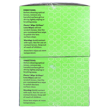 Flents, Wipe 'N Clear Lens Wipes, 2 Boxes, 75 Wipes Each