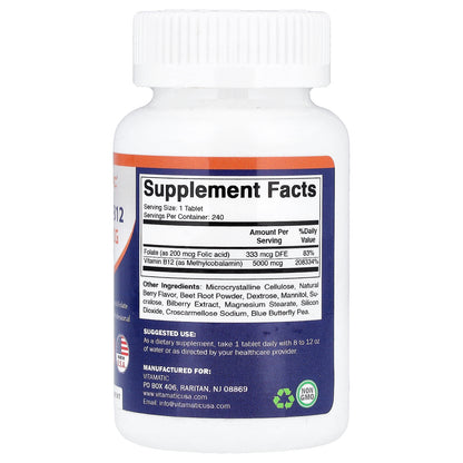 Vitamatic, Methyl B12, Natural Berry, 240 Fast Dissolve Tablets