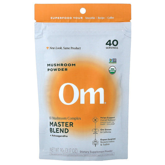 Om Mushrooms, Mushroom Powder, Master Blend + Ashwagandha, 3.17 oz (90 g)