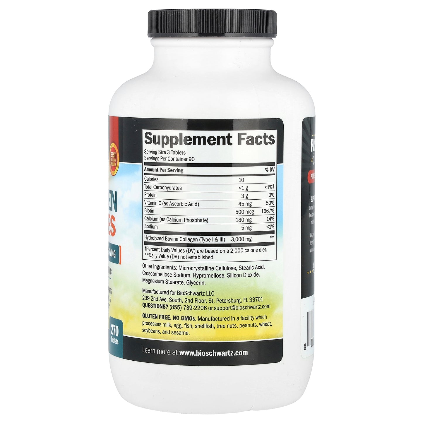 BioSchwartz, Hydrolyzed Collagen Peptides with Biotin and Vitamin C, 270 Tablets