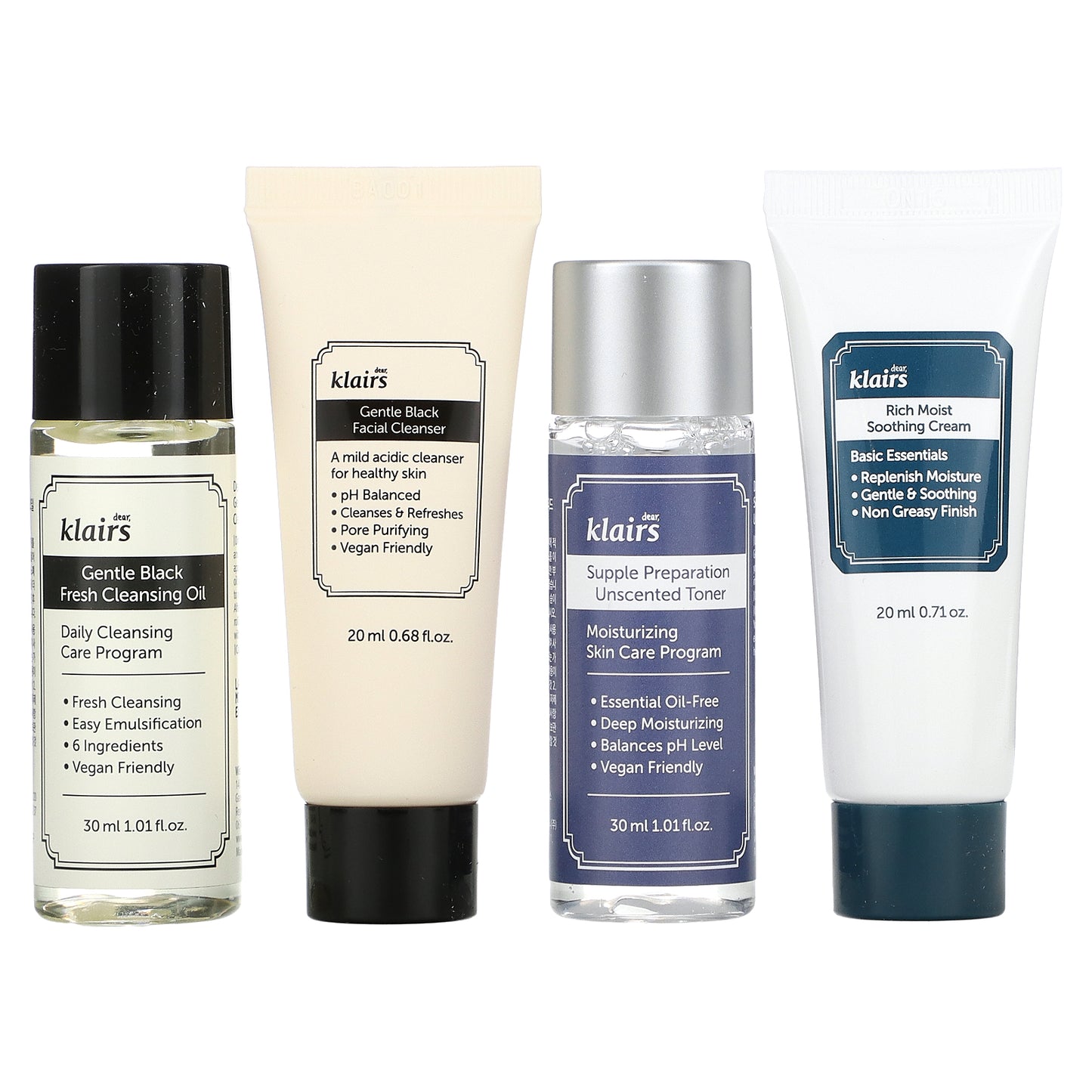 Dear, Klairs, Skincare Trial Kit, 4 Piece Set