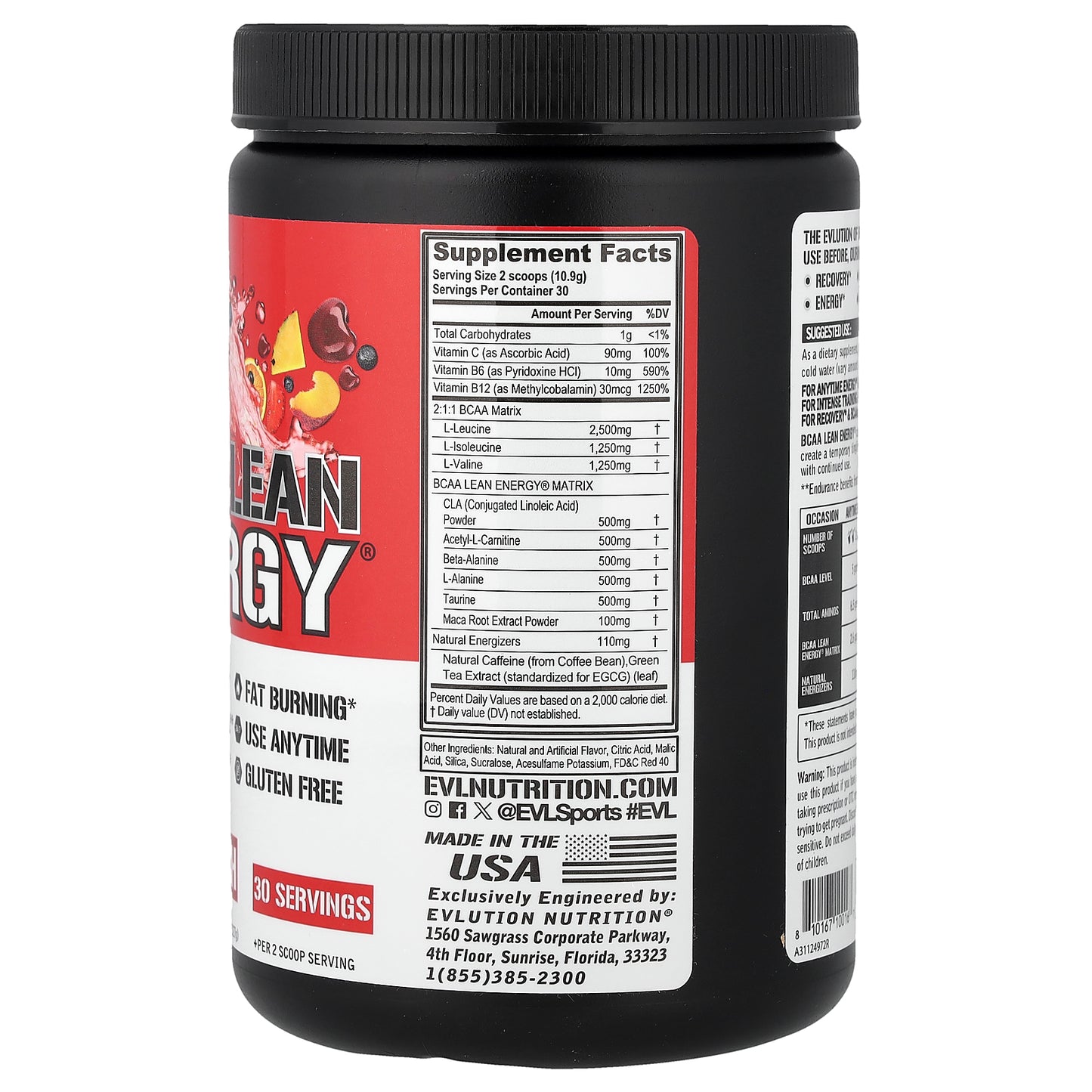 EVLution Nutrition, BCAA Lean Energy®, Fruit Punch, 11.5 oz (327 g)