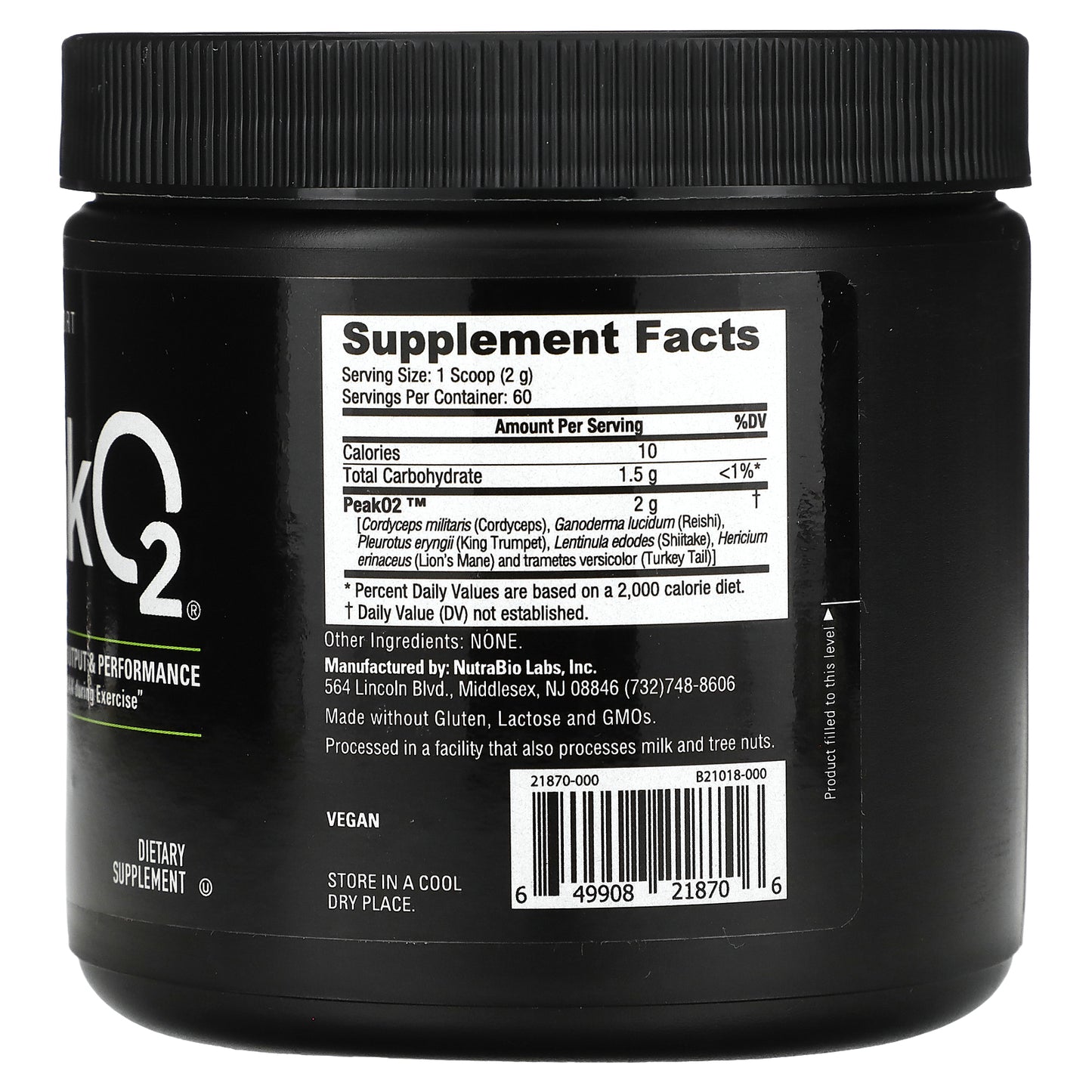 NutraBio, Peak O2, Unflavored, 4.2 oz (120 g)