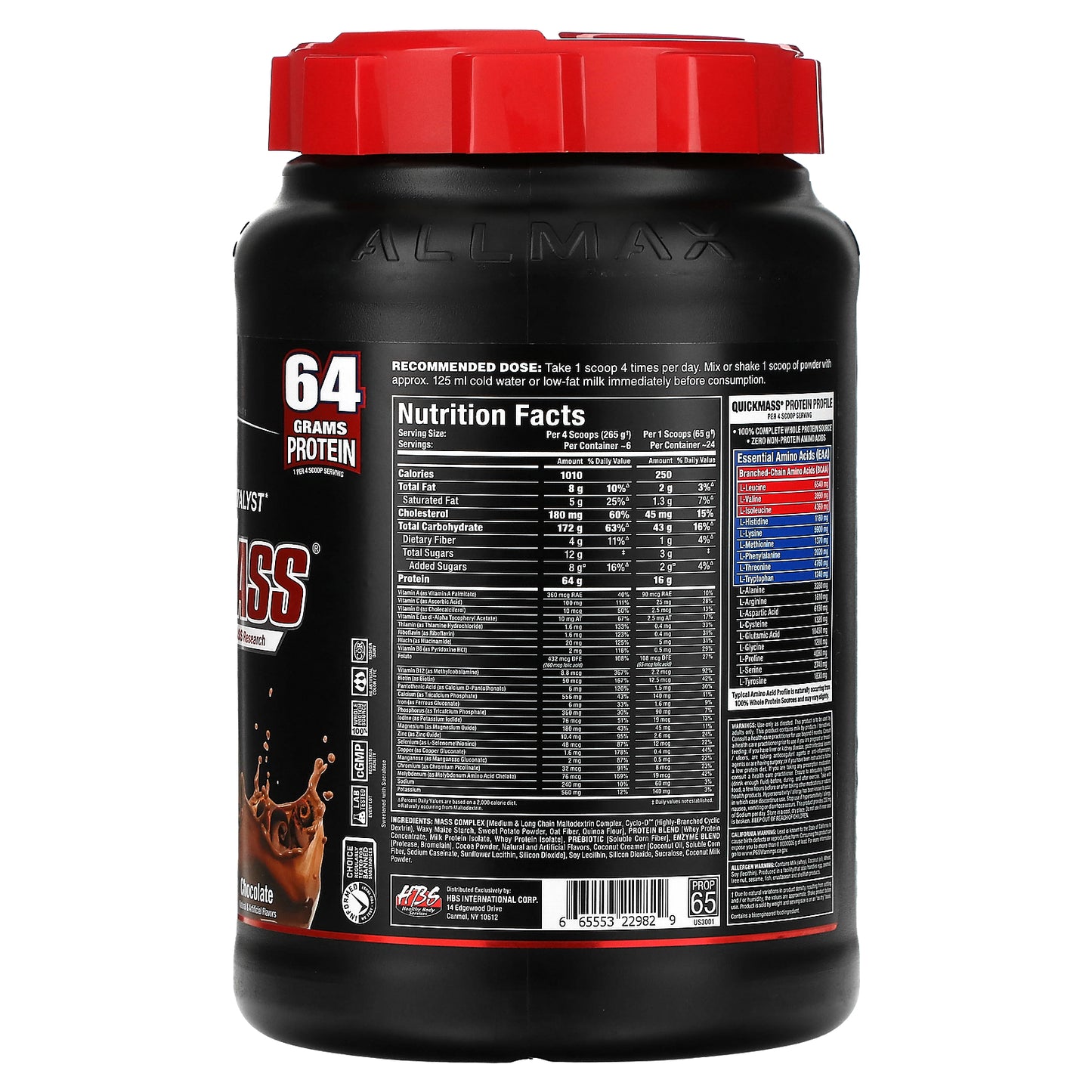 ALLMAX, QuickMass®, Rapid Mass Gain Catalyst, Chocolate, 3.5 lbs (1.59 kg)